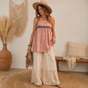 L Love Halter Top NWT Stripe Aztec Detail